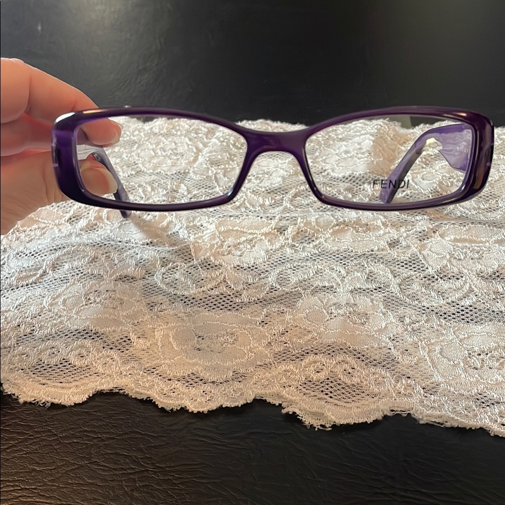 Fendi Purple Rectangular Glasses With Glossy Fini… - image 3